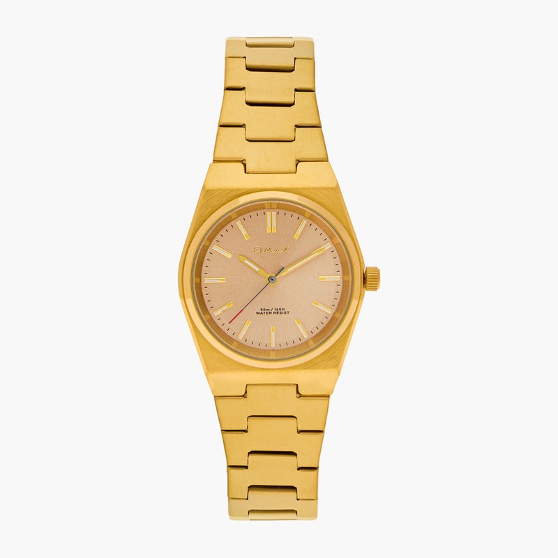 OMAX ساعة يد أنالوج ذهبية للنساء من أومكس - Image 1